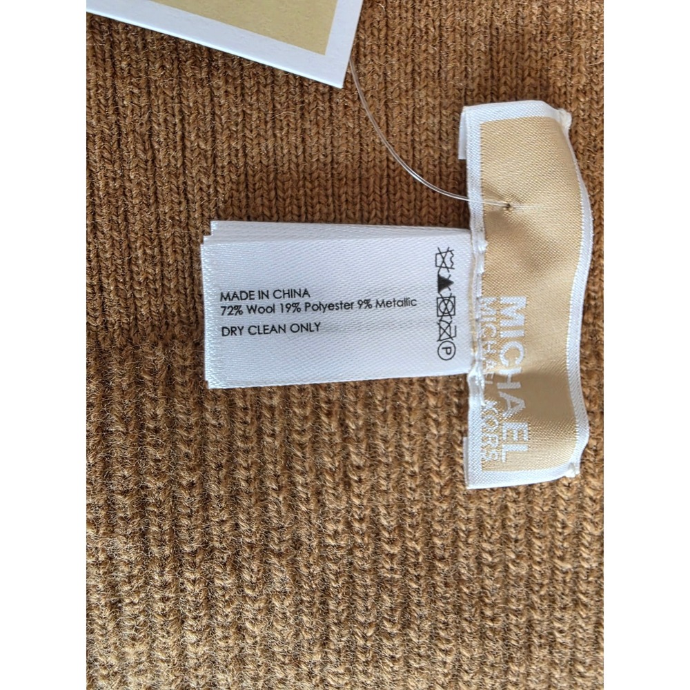 NWT Michael Kors Knit Scarf Tan Gold Metallic Stripe Wool Blend Luxury Warm
Gift - Picture 6 of 7